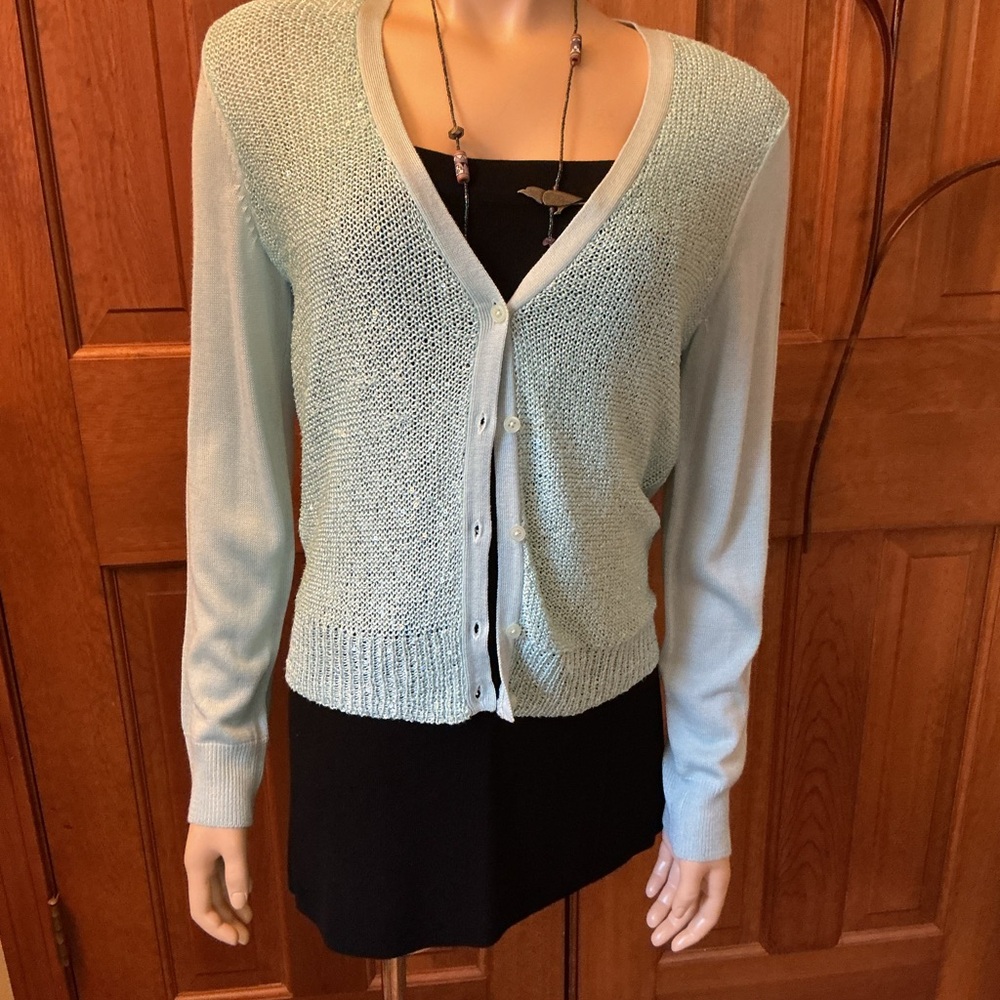 Apt. 9 Women's Light Blue Cardigan with sequins